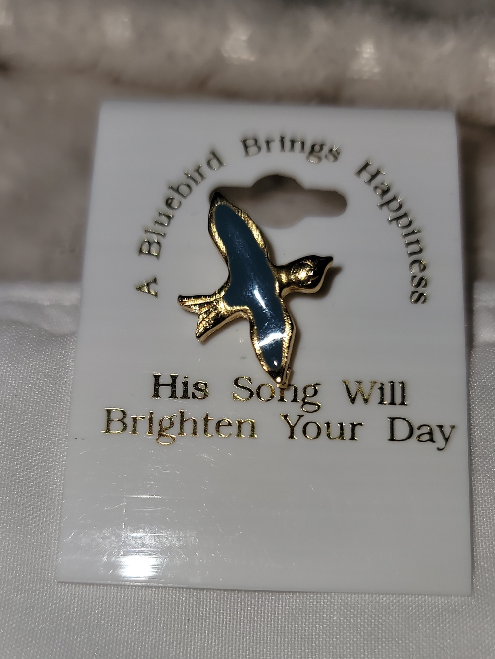 Blue Enamel Bird Brooch with Gold Trim (48)
